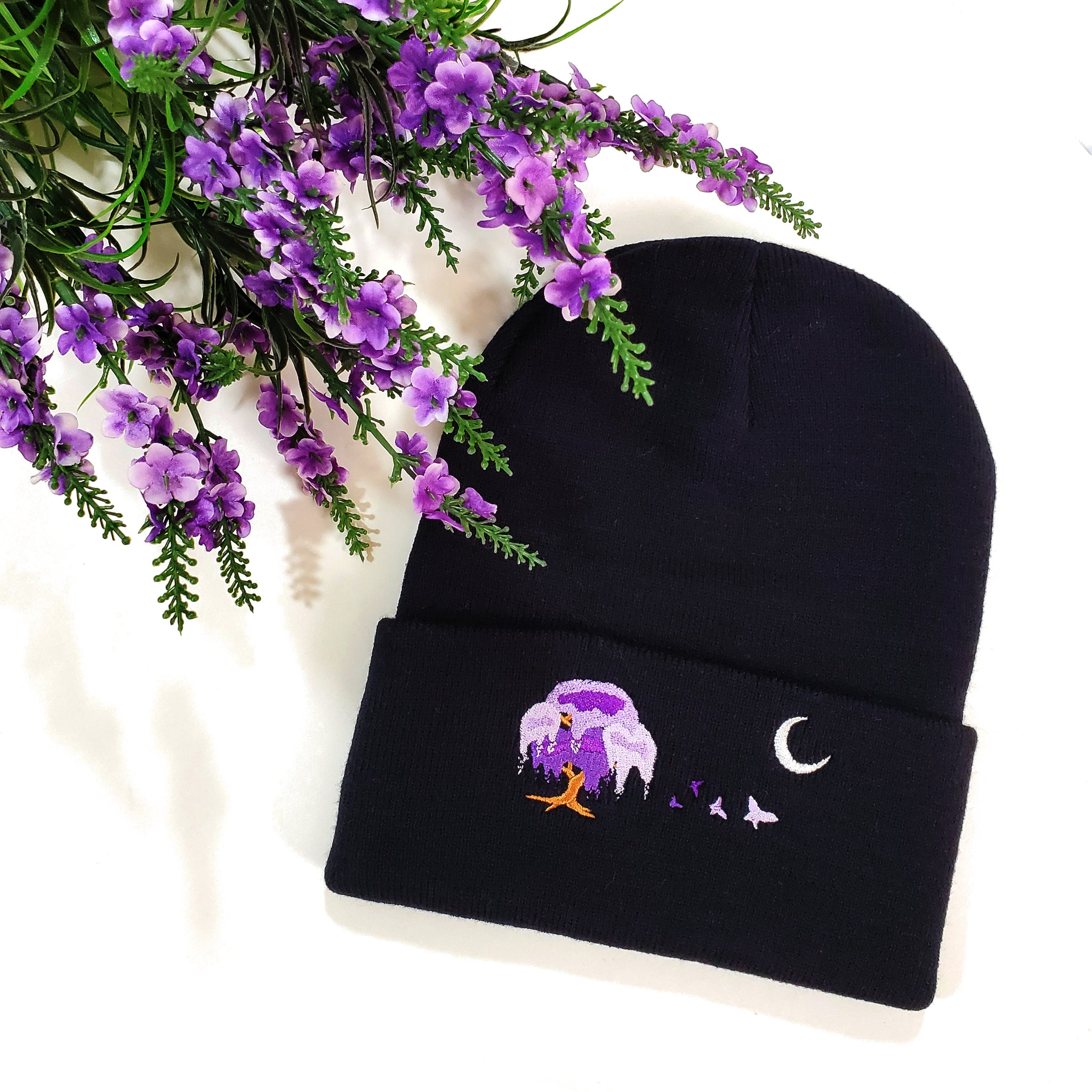 Wisteria Embroidered Beanie